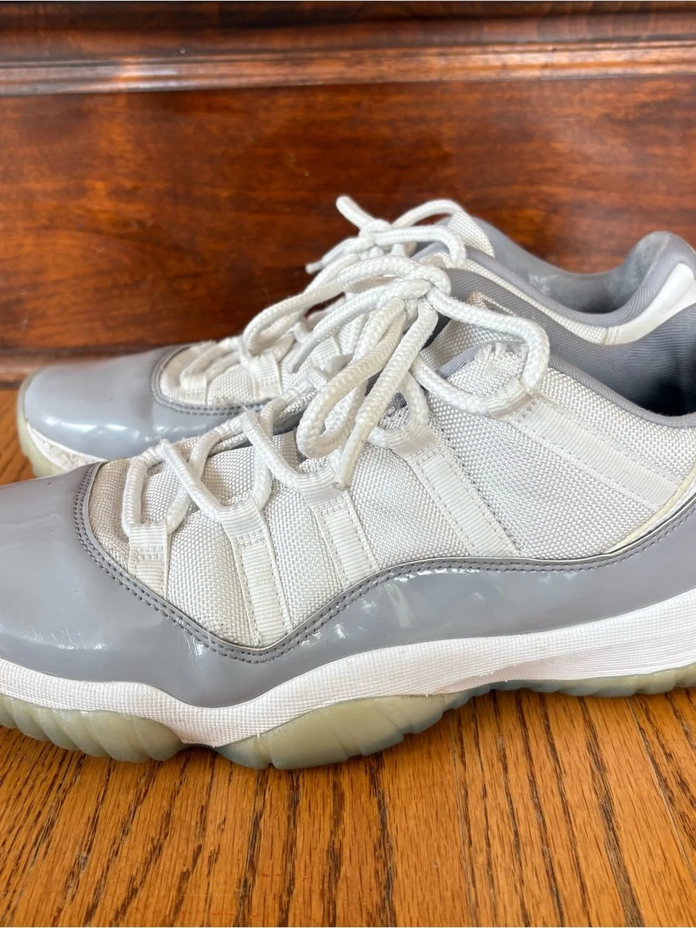 Jordan Gray and White Shoe Tag Close-Up